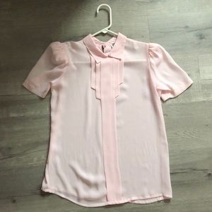 Vintage blush pink collared short sleeve blouse